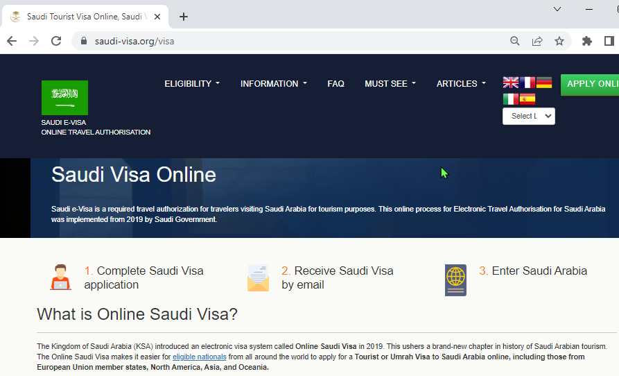 FOR ITALIAN AND FRENCH CITIZENS - SAUDI Kingdom of Saudi Arabia Official Visa Online - Saudi Visa Online Application - Centru di Applicazioni Ufficiale di l'Arabia Saudita